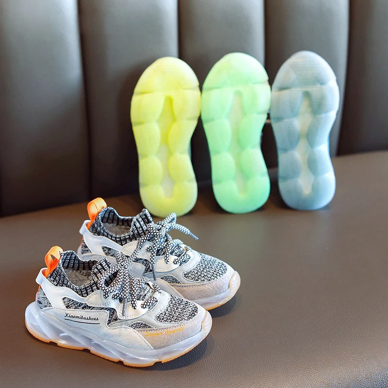 Kids Sport Sneakers Children Slip On Casual Boys Brand Running Shoes Baby Girls Gray Chunky Trainers Spring | Детская одежда и