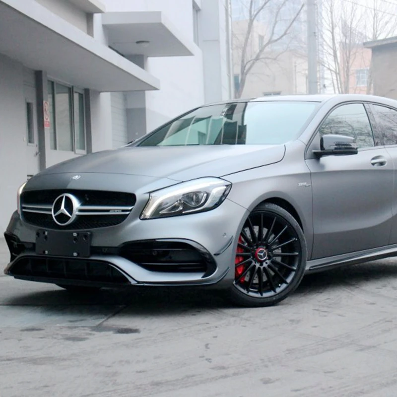 Для W176 передний спойлер сплиттеры Canards для Benz A Class A200 A250 A45 AMG- 8 шт. литьевая гарнитура украшение бампера