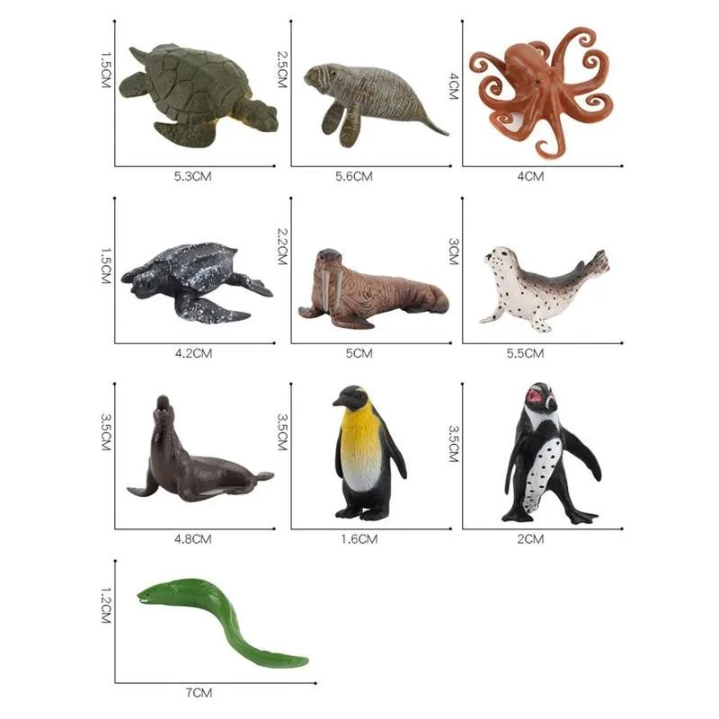 

10pcs/set Creative Simulation Mini Marine Life Models Collection Marine Animals Model Toy Ornament Children Toys Cute Simul Z9S0