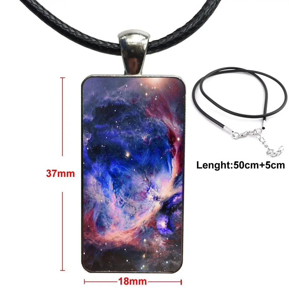 

Tumblr Static Sun Stars Galaxies Moon For Women Kids Steel Color Glass Cabochon With Rectangle Shaped Pendant Choker Necklace