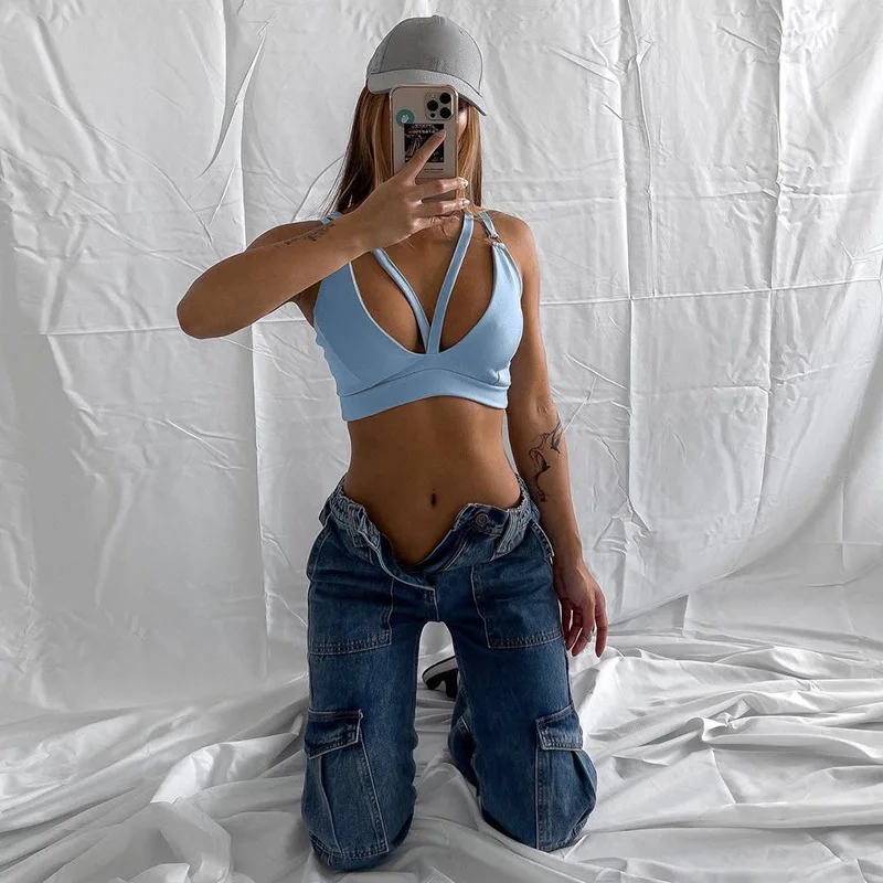 

Y2K New Fashion Hip Hop Solid T Shirt For Women'S 2021 Summer Sleeveless Vest Streetwear Black White Loose Tshirt Tank Top Tees