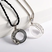 2pcslot black and white donuts pendant couple necklace friendship pendant charm necklaces for women valentines day gift 2021