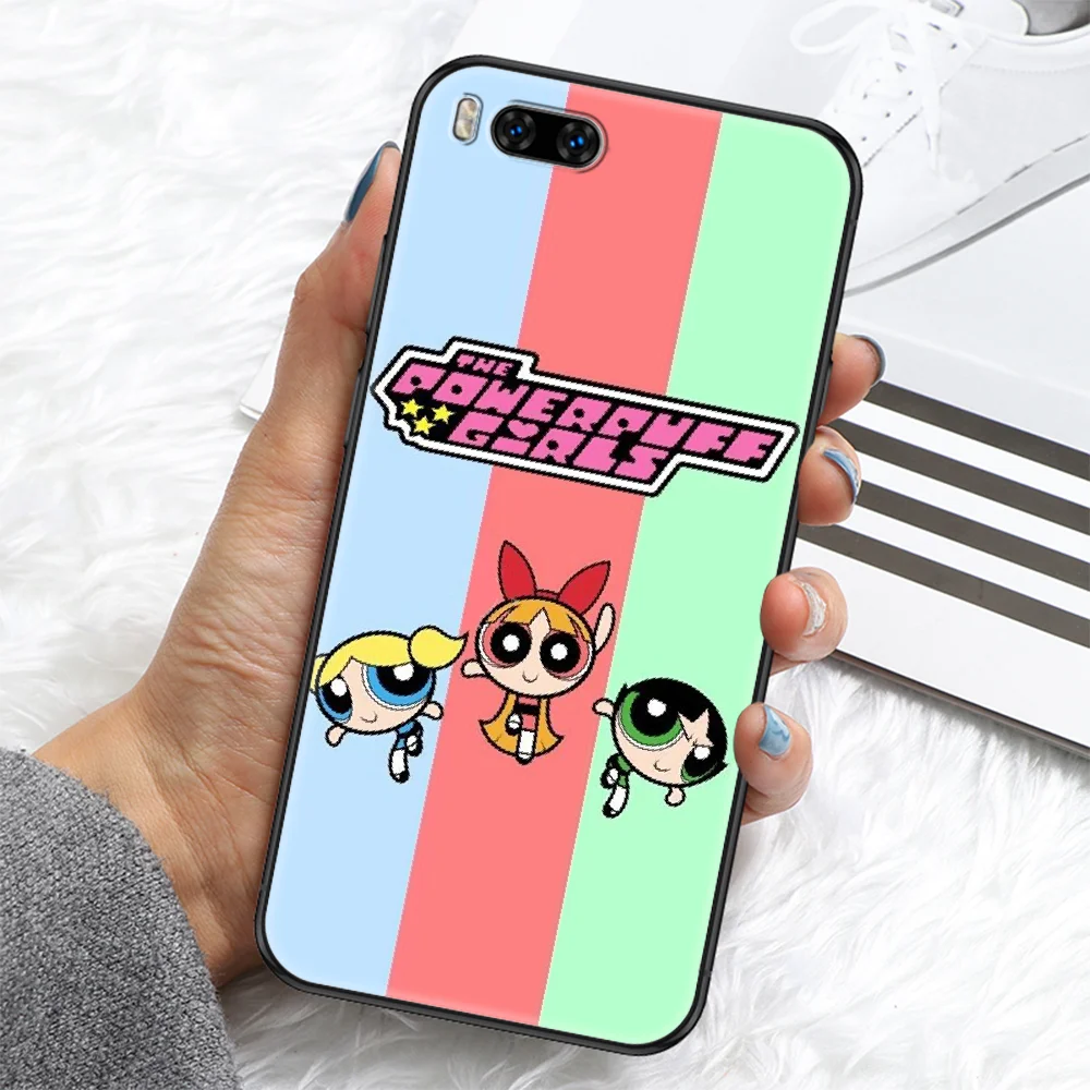 

Cartoon Powerpuffs cute Girls Phone case For Xiaomi Mi Max Note 3 A2 A3 8 9 9T 10 Lite Pro Ultra black trend bumper 3D
