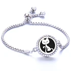 10 шт.лот, браслет для ароматерапии из нержавеющей стали с цирконием, Регулируемый магнитный браслет для диффузного масла для женщин