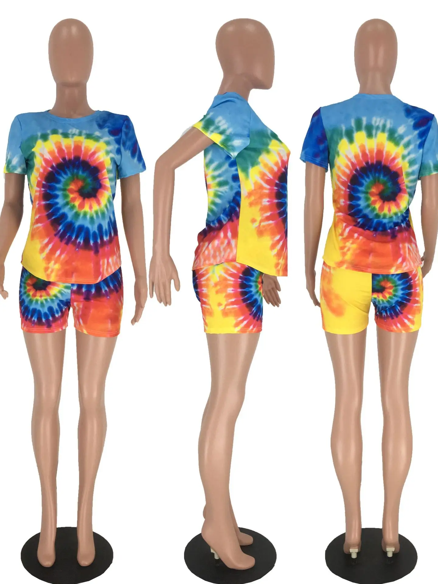 

Two Piece Short Set for Women Summer 2020 Tie Dye Set Ladies Casual Sexy Club Outfits T Shirt and Short Set Pantalon Corto Mujer