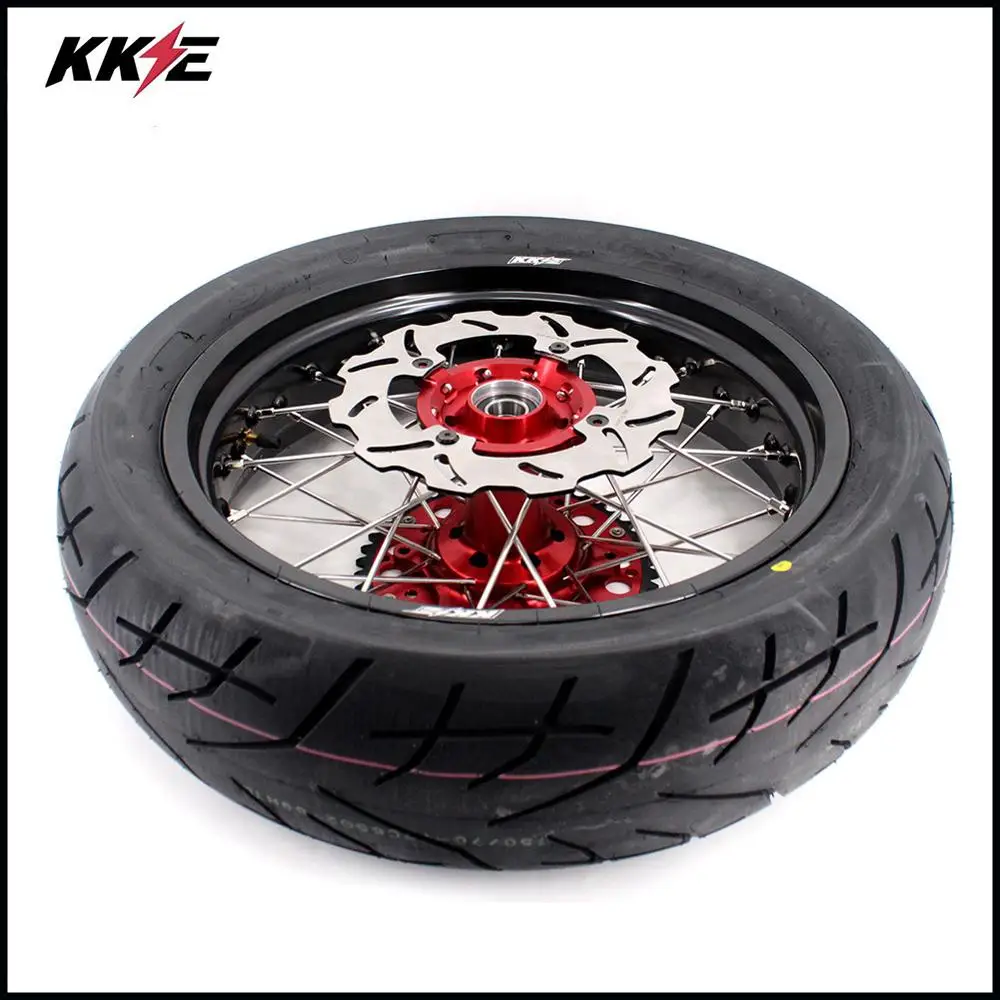 KKE 3,5*1" 5,0*17" супер Мотор колеса диски CST шины Набор для HONDA CRF250X 2004- CRF450X 2005- Supermotard обод колеса