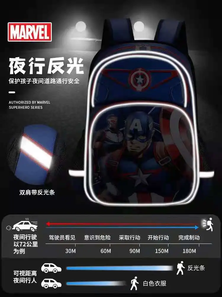 Disney New School Bag For Boys Primary Student Shoulder Orthopedic Backpack Spider Man Captain America Large Capacity Mochila