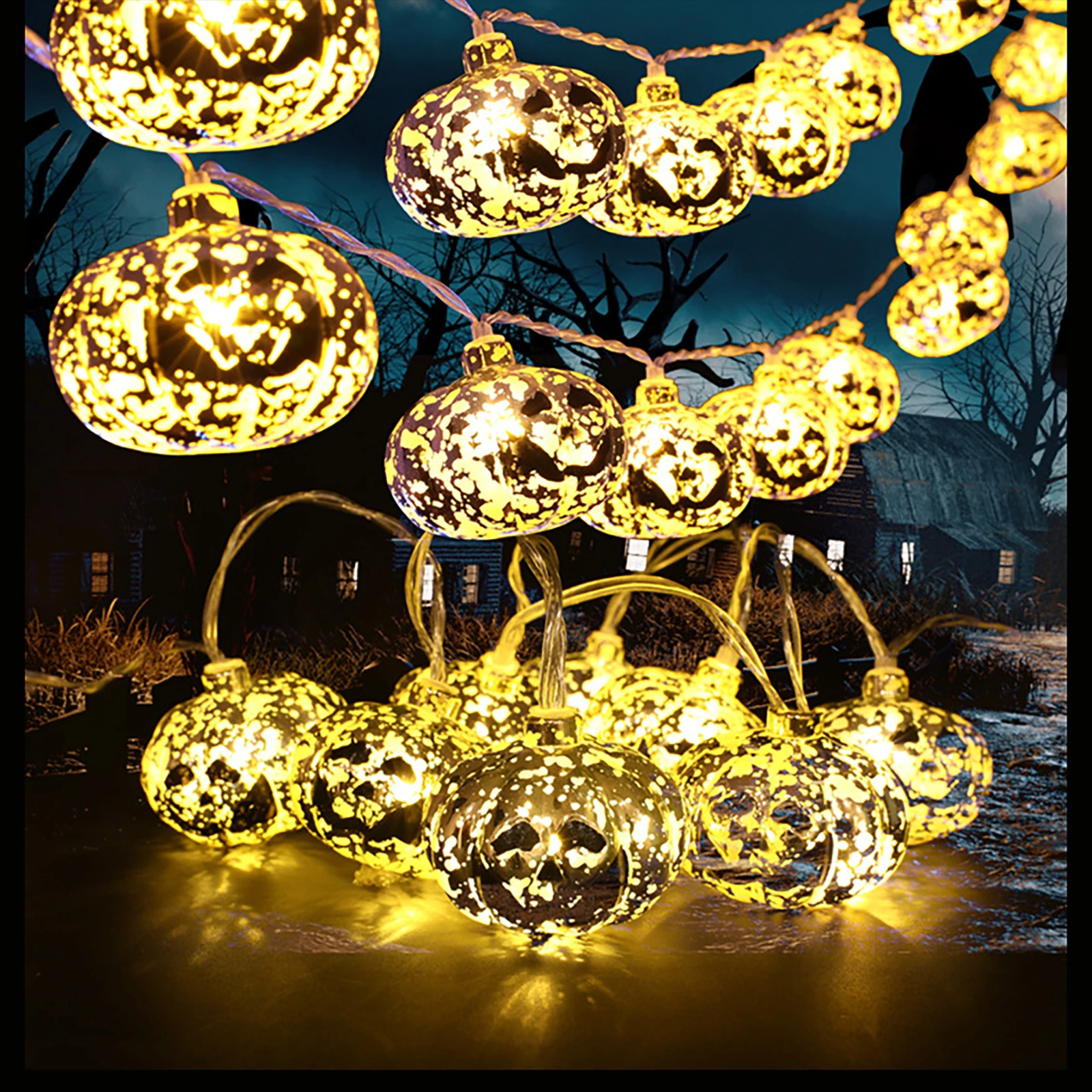 

Halloween Fairy String Light Waterproof Indoor Outdoor Decorations Halloween Pumpkin Lamp Lanyard Holiday Lighting Lamp