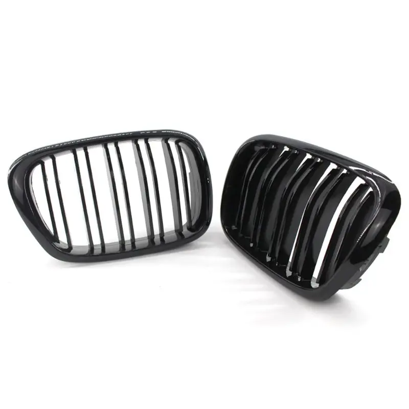 

2PCS Replaced Gloss Black Grill Double Slat Front Kidney Grilles for BMW 5 Series E39 99-03 518 520 523 525 528 530