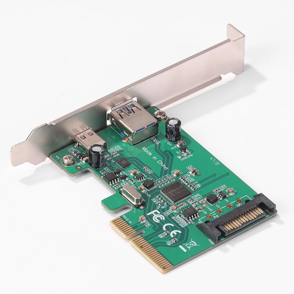 

Переходная карта PCI-E с 4-мя портами USB 3,1, скоростной 2-портовый адаптер расширения Type-C с разъемом PCI-E X8 X16, компьютерные аксессуары