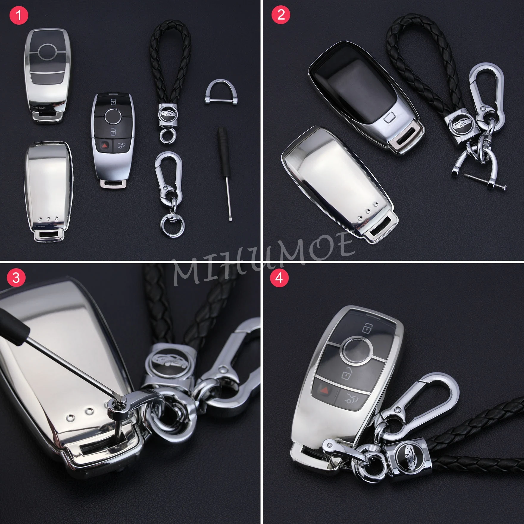 

Car Key Case Chain Full Cover For Mercedes-Benz A B C E S GLB GLC GLE Class W177 W247 W205 C205 W213 W222 X253 C257 X247 V167