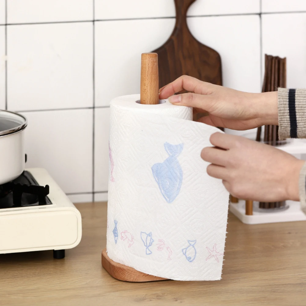 Kitchen Roll Paper Towel Holder Wooden Hanging Bathroom Oak Wood Tissue Rack Stand Accessories | Обустройство дома