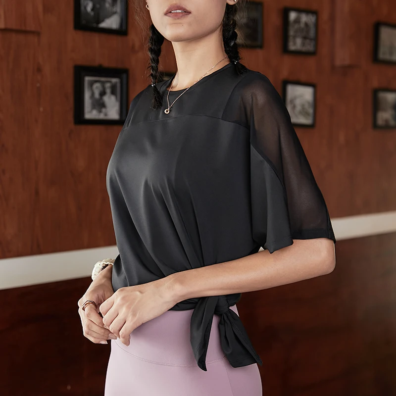 

Укороченный топ для фитнеса, женский, с коротким рукавом, дышащая, из сетчатой ткани, Спортивная, однотонная