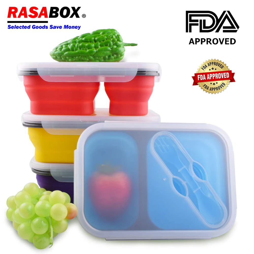 RASABOX складная силиконовая Салатница Ланчбокс бэнто Ланч боксы контейнер для