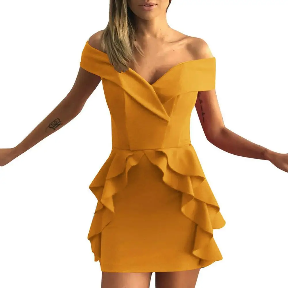 

Fashion Women Solid Off Shoulder Patchwork Irregular Sleeveless Long Dress