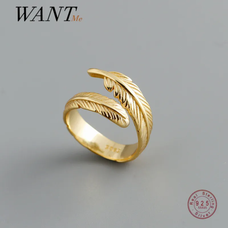 

WANTME натуральная 925 стерлингового серебра Очаровательная Романтический перо Открытое кольцо на палец для женщин, модные корейские вечерние ...