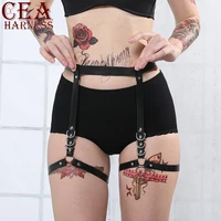 cea harness women leather punk gothic garter belts leg ring suspenders straps detachable o ring leg harness butt bondage belts