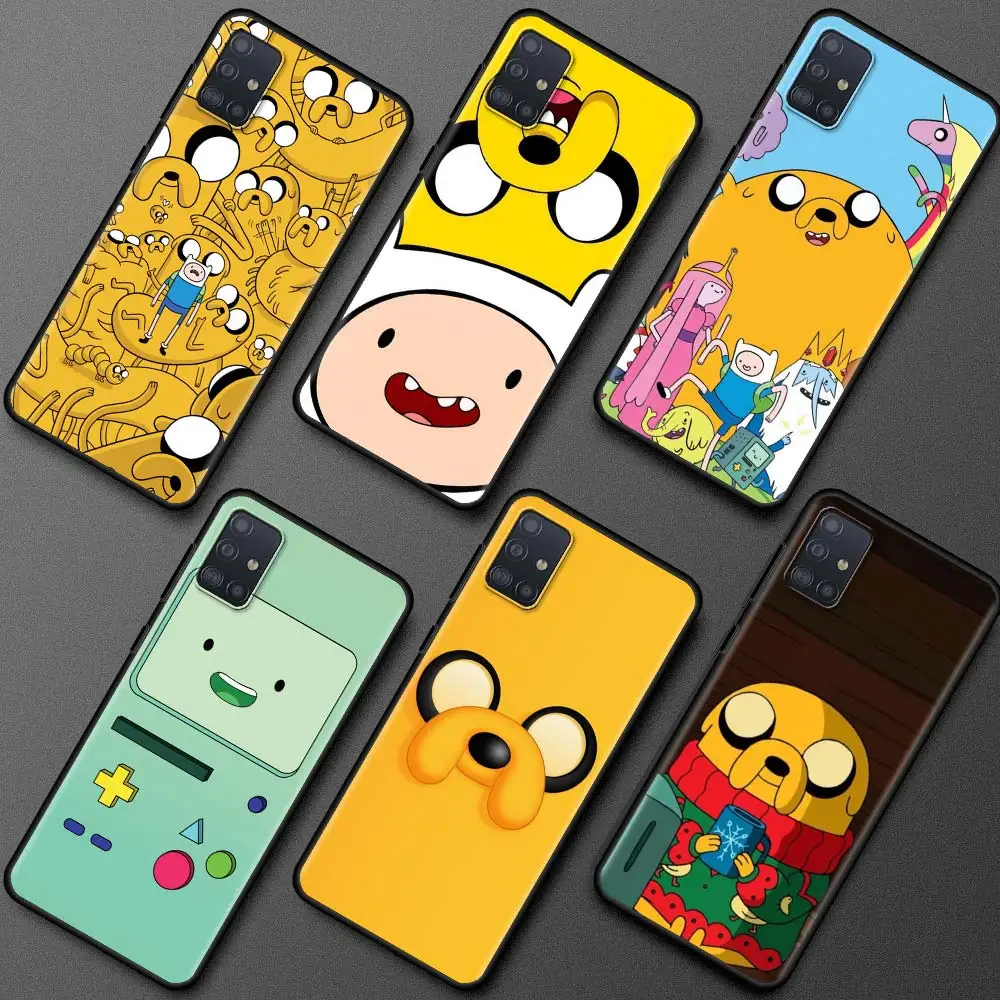 

Cute Adventure Time Case For Samsung Galaxy A51 A71 A21s A31 A12 A32 5G A21 EU A52 4G A41 A11 Silicone Black Phone Cover