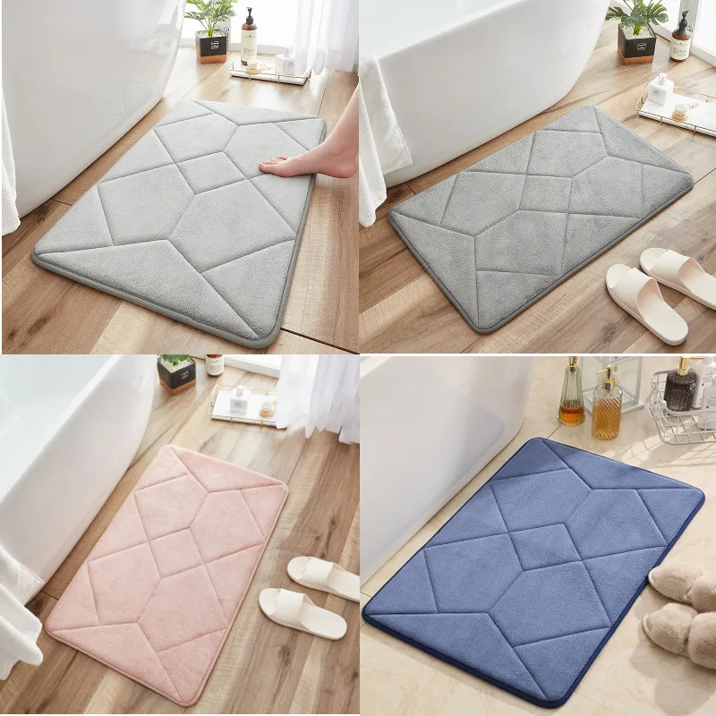 

Memory Foam Rugs absorbent Geometric Lines Bathroom Mat Non-slip Bath Doormat Bathroom Shower Room Water Absorption Toilet Rug