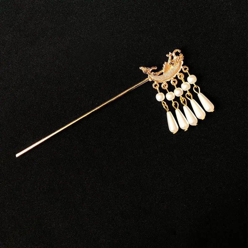 

Hair Stick Chinese Vintage Handmade Hairpin for Women Hair Clip ABS Pearls Metal Ethnic Hanfu Hair Jewelry Accessories 1 Piece