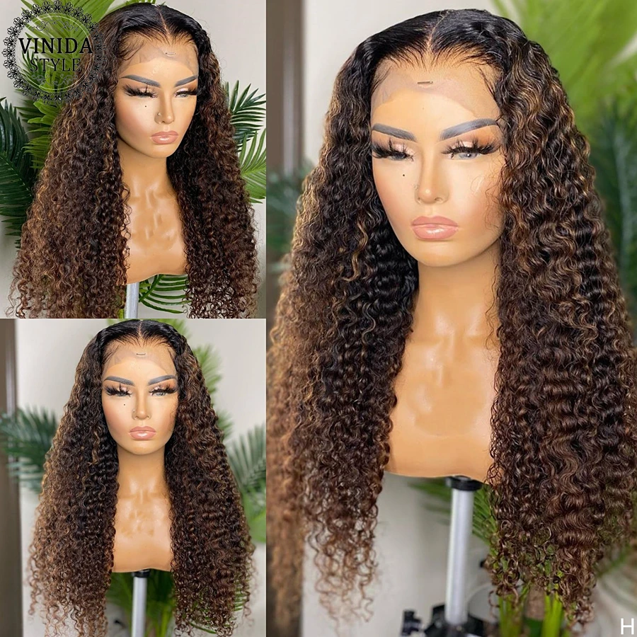 Парики из натуральных волос VINIDA вьющиеся 13 х6 T плотность 150% с застежкой сверху