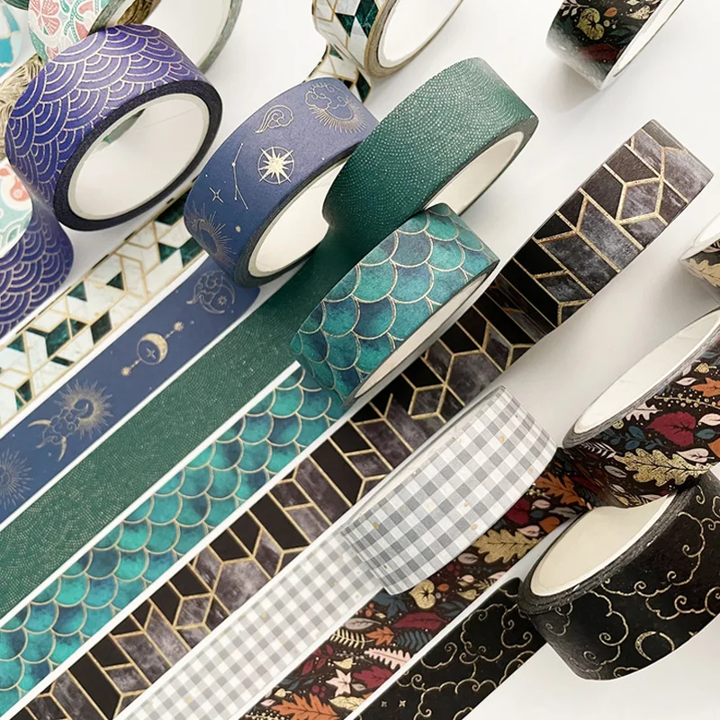 

Винтажная декоративная Маскировочная лента из черной и золотой фольги, 1,5 см x 7 м