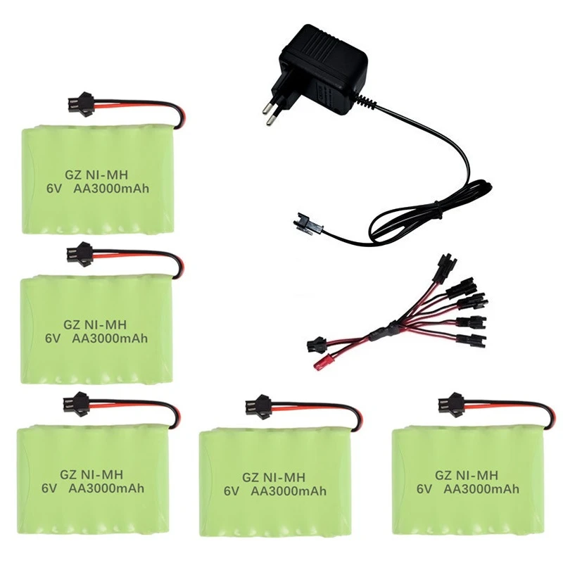SILVER 6v 3000mAh аккумулятор и зарядное устройство для радиоуправляемых автомобилей Роботы танки пистолетные лодки 6v NiMH Аккумулятор Aa 2400mah 6v перезаряжаемый аккумулятор - Цвет: SILVER