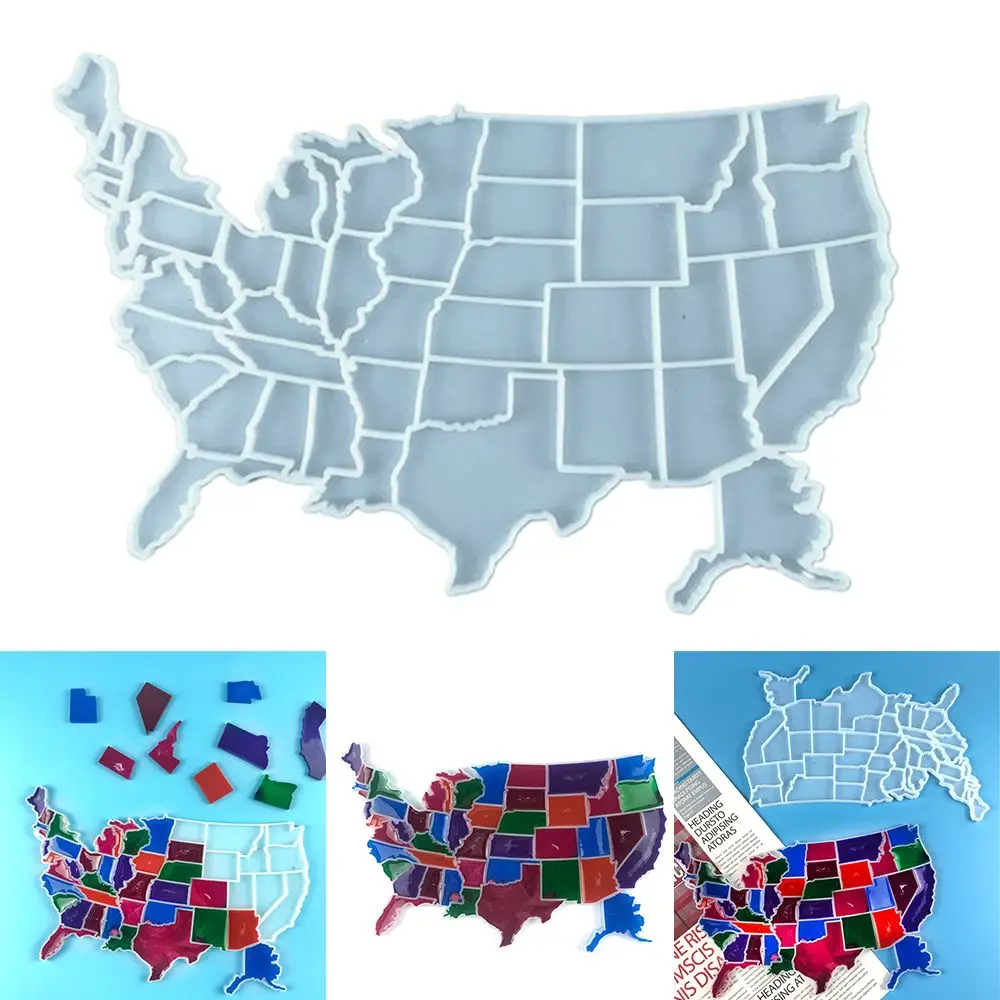 DIY Tray Jewelry Making Silicone Mould Coaster US Map Epoxy Resin Mold Casting Mold