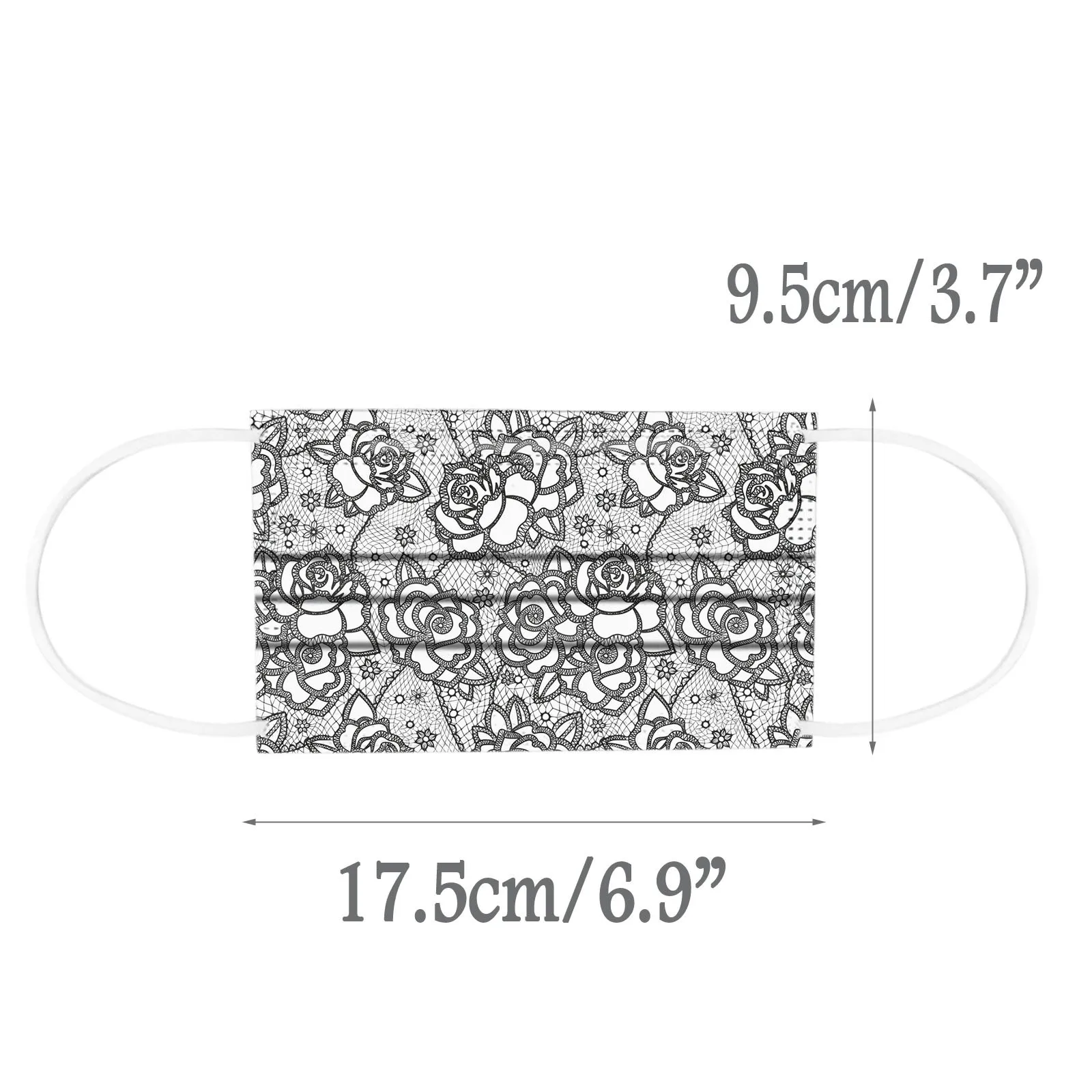 

50PCS Women Lace Mouth Mask Disposable Face Mask 3 Layer Earloop PM2.5 Filter Masque Windproof Dustproof Protective Masks