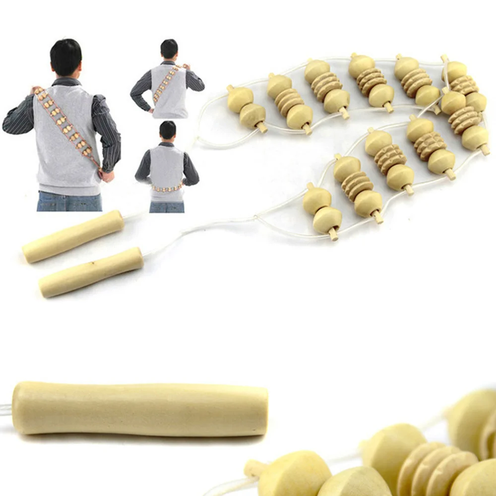 

Wood Back Body Massager Roller Stress Relief Wooden Tool Fitness Neck Leg Waist Self Health Care Manual Massage(Mixed Color)