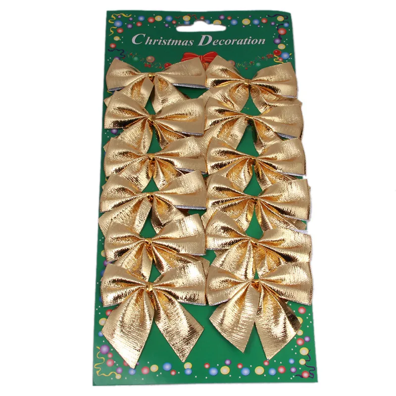 

New Christmas Bows 12 Pc /pack Christmas Tree Bow Decoration Baubles Xmas Wedding Party Garden Ornament New Year Decorations