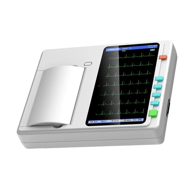

Free shipping six 6 channels 7in big touch screen ekg 12 Leads ECG Machine