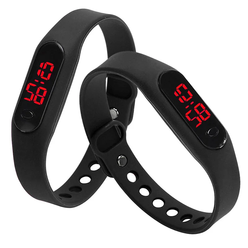 Модный светодиодный женский мужской спортивный браслет часы резиновые цифровые