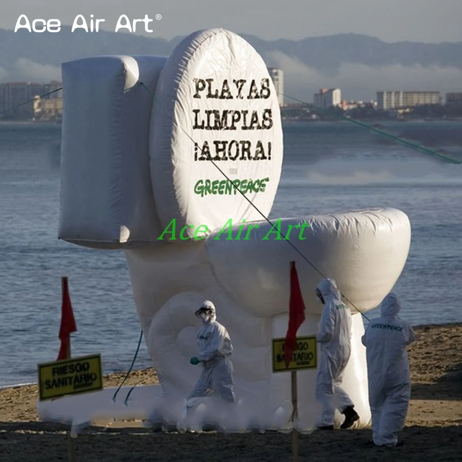 

Personalized Custom White Inflatable Toilet Model With Open Toilet Seat For World Toilet Day Made By Ace Air Art