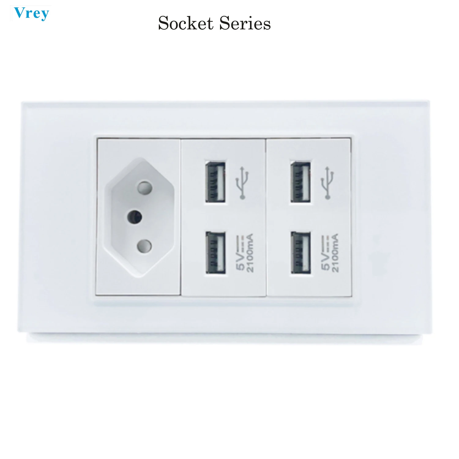 

VREY бразильская розетка с 4usb-портами для зарядки 5 в а Роскошная панель из закаленного стекла