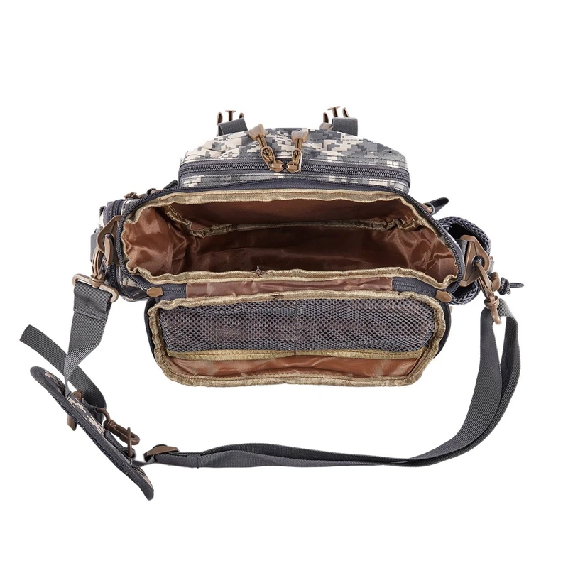 

Fishing Bag Outdoor Single Shoulder Fishing Waist Pack Bag with Bike Bicycle Light USB Rechargeable Bicycle Front Light