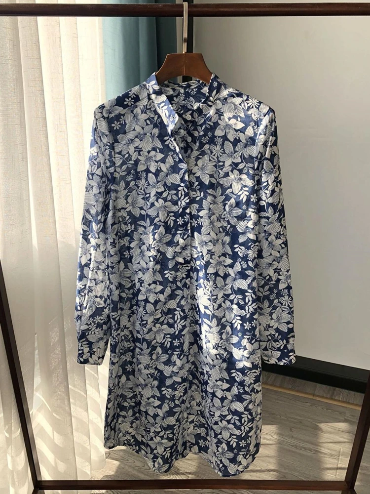 Женское Хлопковое платье с отложным воротником повседневное короткое цветочным