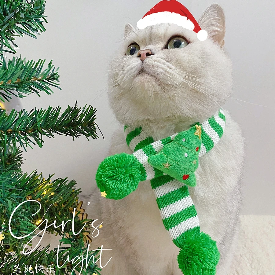 

Knitting Pet Grooming Collar Neckchief Christmas Holiday Puppy Dog Small Animal Cat Warm Soft Scarf Christmas Gift Accessories