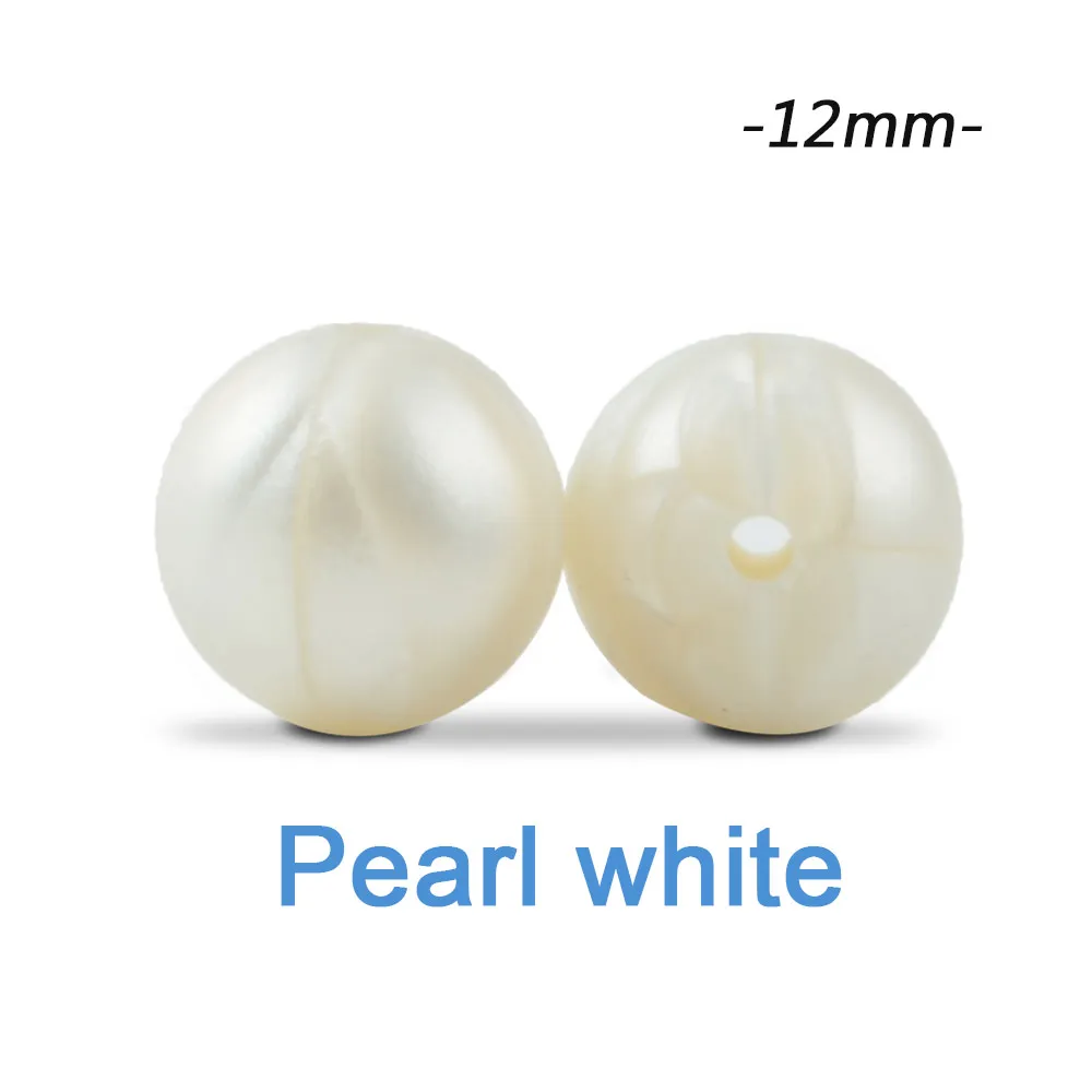 pearl white Силиконовые бусины LOFCA, 12 мм, 200 шт, детские силиконовые бусины для прорезывания зубов, Пищевая силиконовая детская соска, ожерелье, подвеска, изготовление продукта - Цвет: pearl white