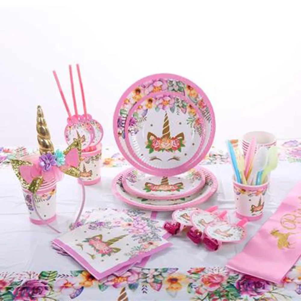 

Unicorn Party Decor Birthday Party Decoration Kids Unicorn Theme Paper Hat Napkins Plate Girl Happy Birthday Gifts Sets