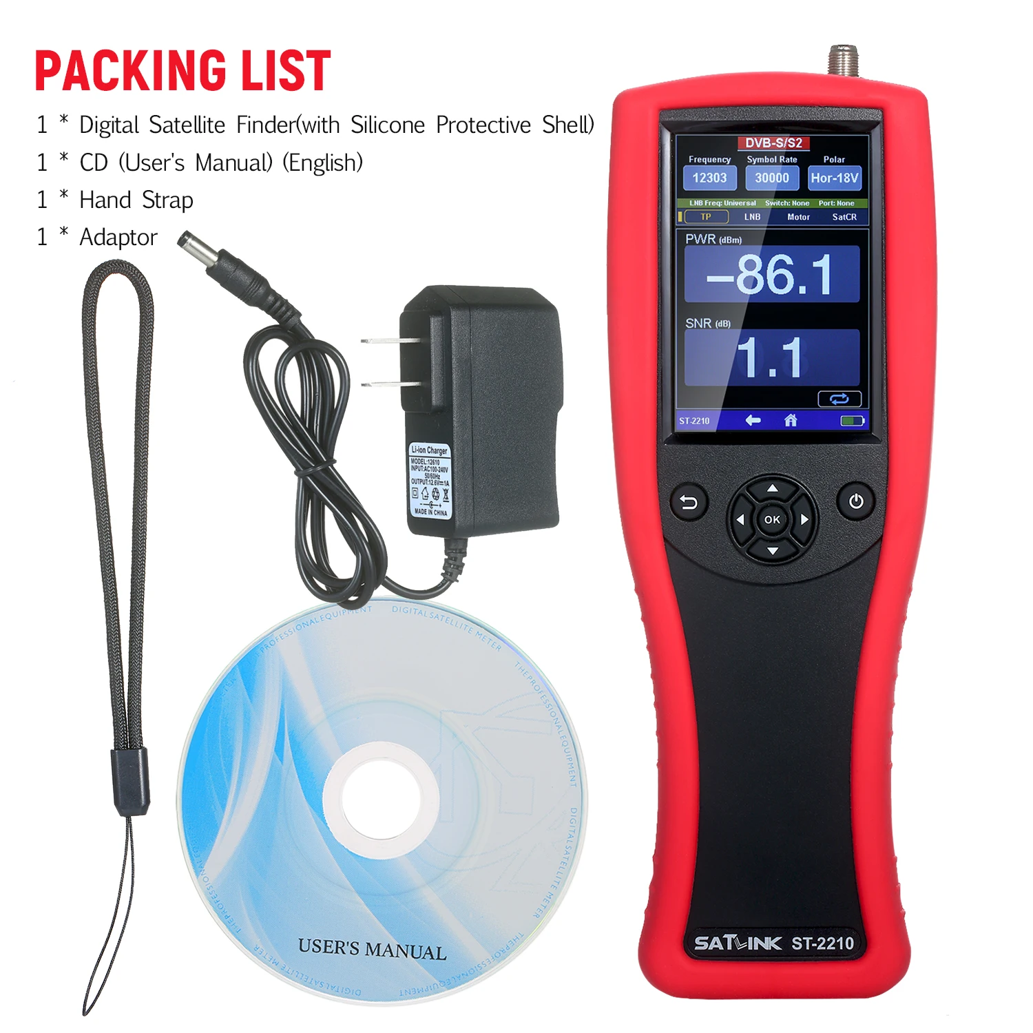 Satlink ST-2210 DVB-S/S2 Digital Satellite Signal Meter Finder, принимающий 3.95-дюймовый сенсорный экран, спектроанализатор для цифрового спутникового телевидения.