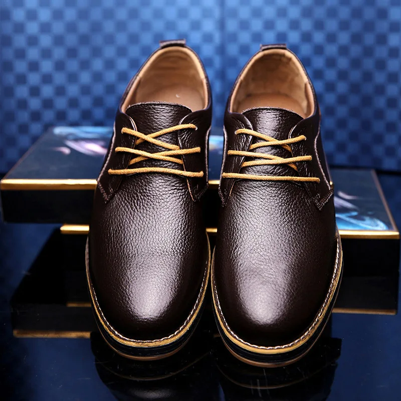 

New Men Oxford Genuine Leather Dress Shoes Brogue Lace Up Flats Male Casual Shoes Footwear Loafers Men Big Size uukty