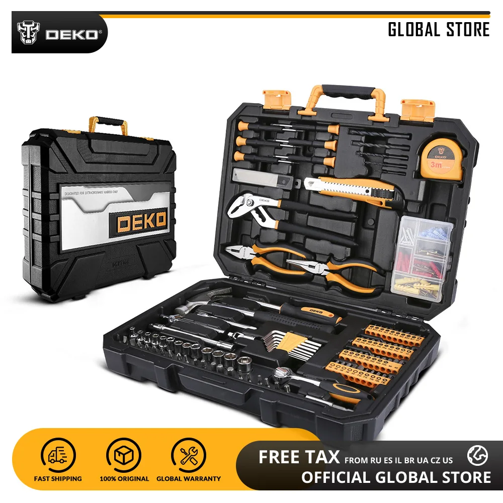 196 шт. профессиональный автомобильный Трещоточный гаечный ключ DEKO|Наборы ручных