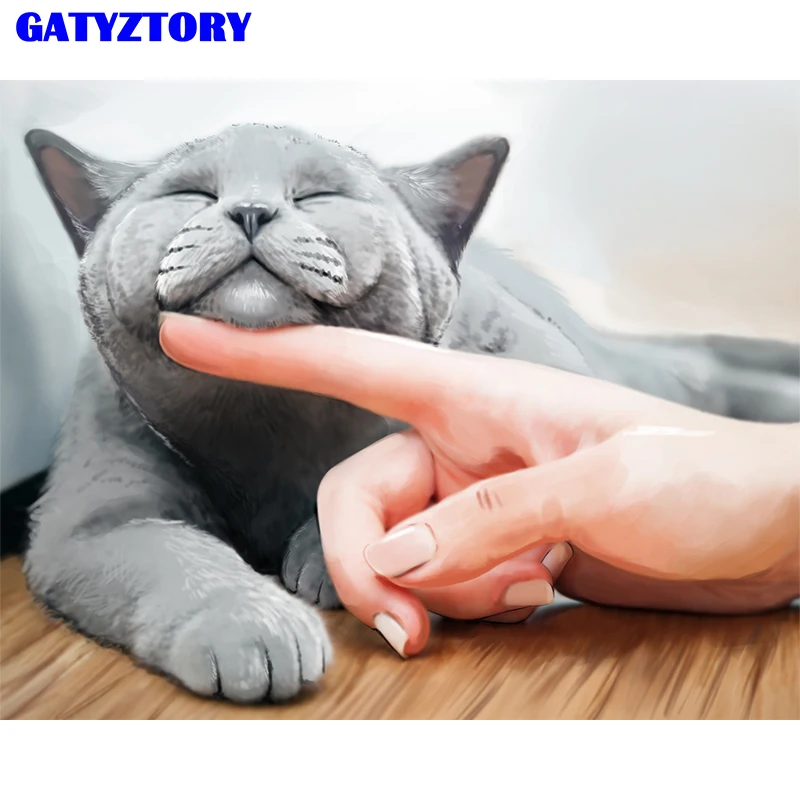 

GATYZTORY цифровая картина в оправе кошки, сделай сам, набор для рисования по номерам, акриловое современное настенное искусство для украшения д...