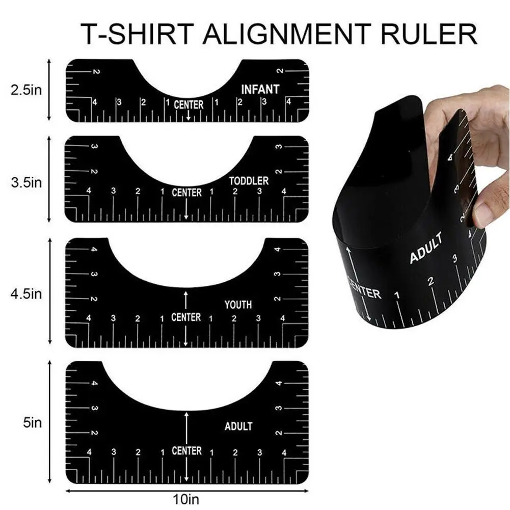 

4 kinds of T-shirt center alignment tools tool kit ruler guide ruler PVC handmade craftsmanship R2S2