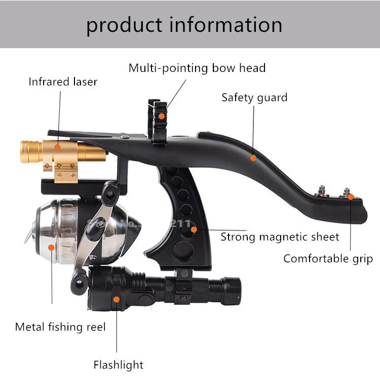 Рогатка Лазерная черная для охоты катапульта уличная мощная рыболовная стрела |