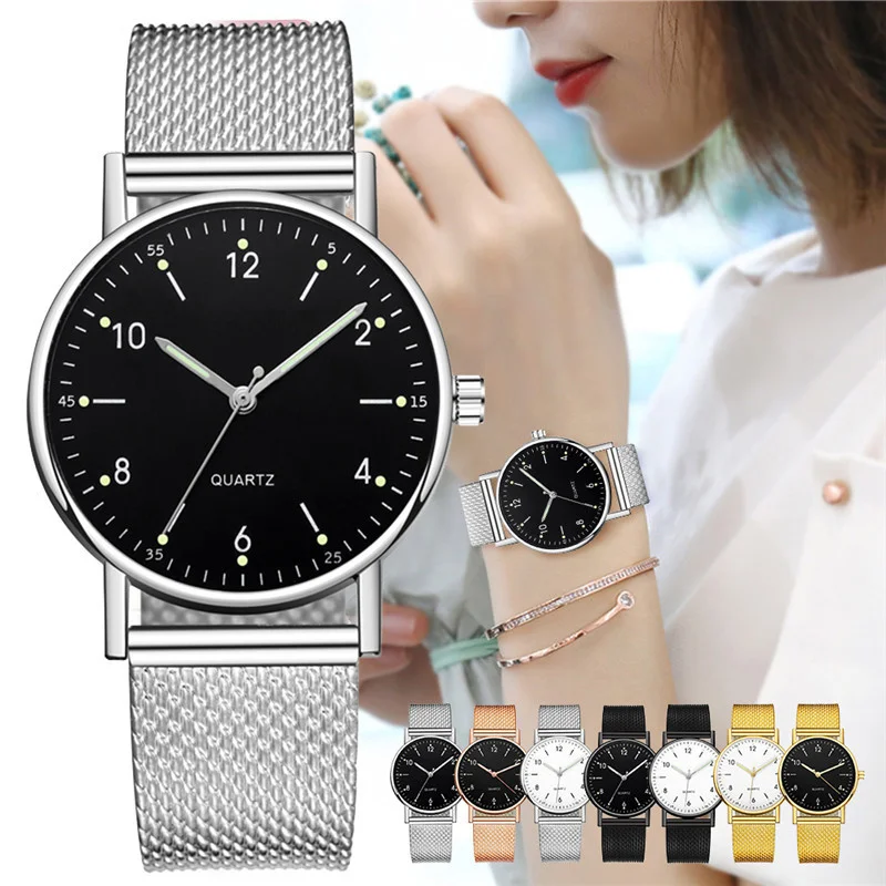 Женские светящиеся арабские цифры модные роскошные женские кварцевые наручные