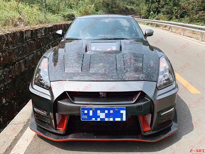 Z-ART прозрачный капот двигателя из углеродного волокна для GTR R35 капот двигателя из углеродного волокна для 2009- GT-R кованый Углерод Крышка двигателя