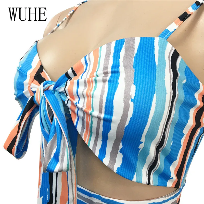 

WUHE Print Spaghetti Strap Women Jumpsuit Bandage Hollow Out High Waist Elastic Sheath Ankle Length Jumpsuits Sexy Party Outfit