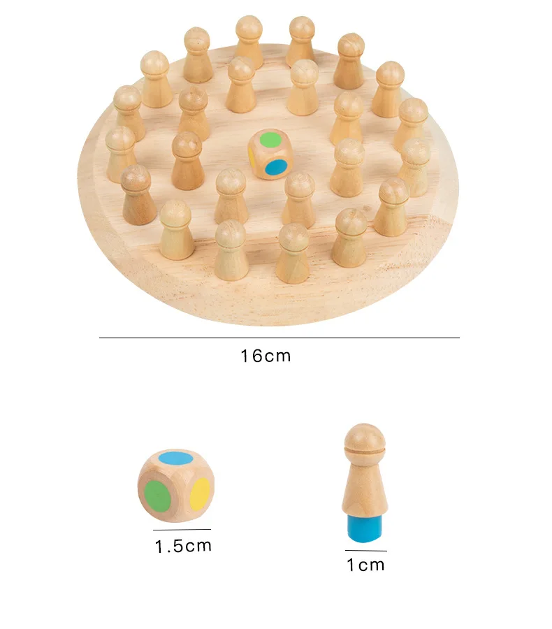 Juego de ajedrez de madera para ni&ntilde;os, juego de mesa de Color divertido, rompecabezas educativo, capacidad cognitiva, juguetes de aprendizaje-5